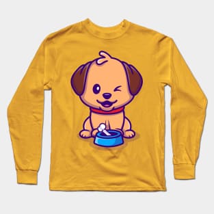 Cute Dog Sitting Cartoon Long Sleeve T-Shirt